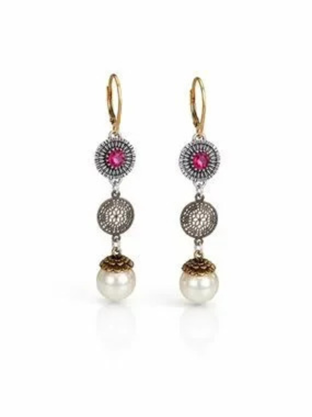 Elegant Pink and Pearl Drop Earrings